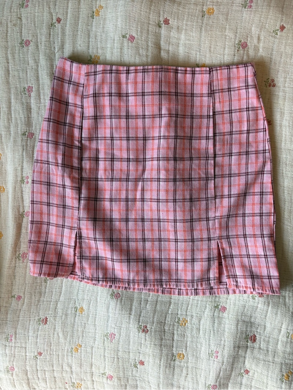 Pink Plaid Mini Skirt